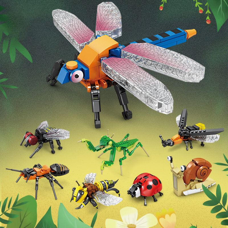 儿童趣味昆虫动物螳螂拼装益智积木玩具男女孩组装模型6-12岁以上-图1