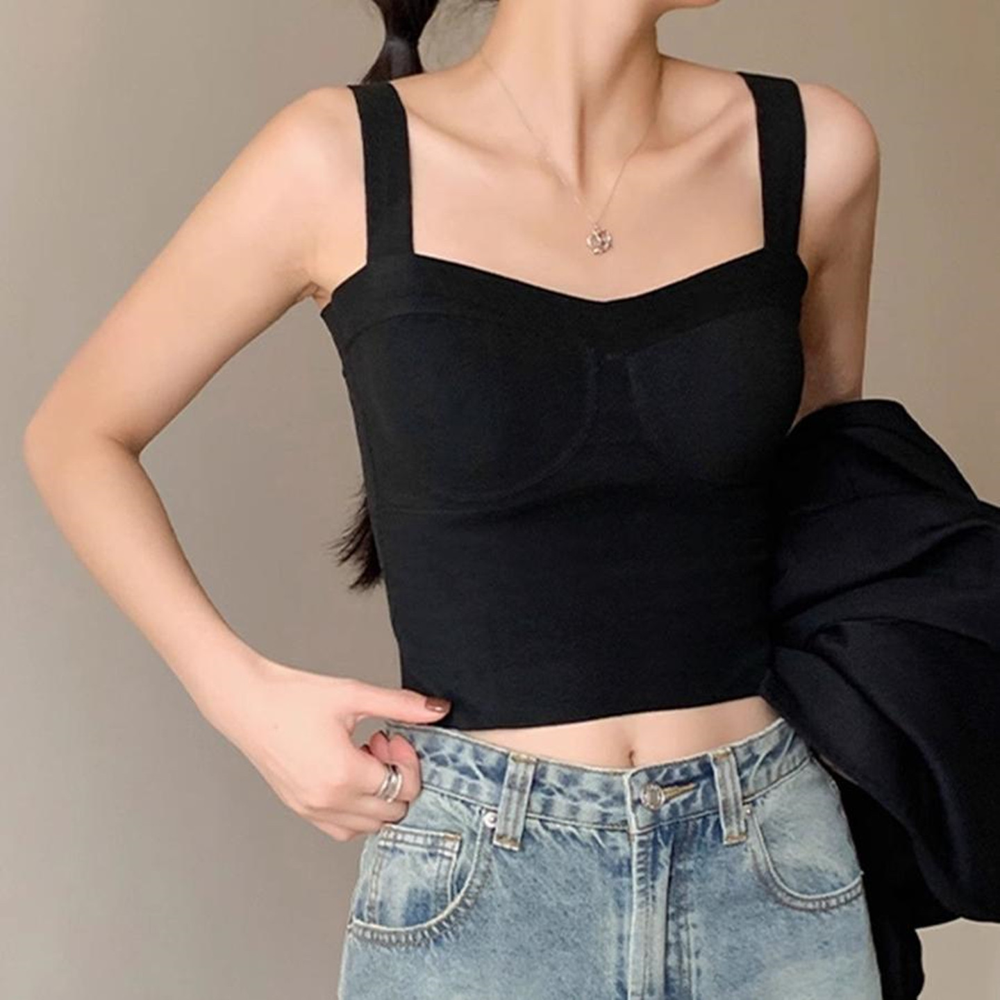 德绒保暖背心女加绒加厚带胸垫内衣冬季发热内搭短款吊带打底上衣,淘宝优惠券,粉丝福利购,淘宝优惠卷