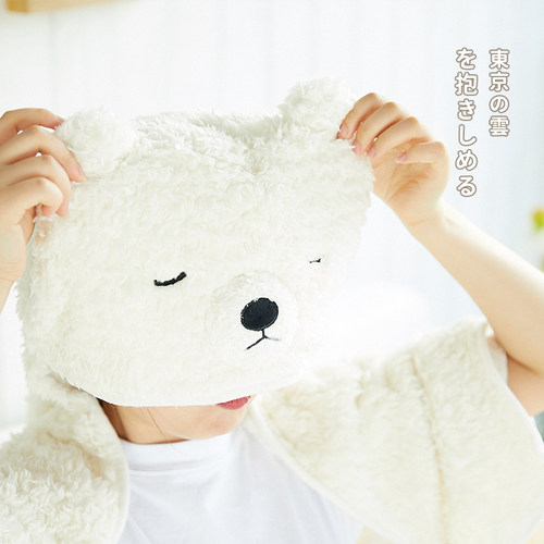 LIVHEART北极熊带帽披肩毛绒斗篷盖毯毛毯办公室毯子午睡毯女 - 图3