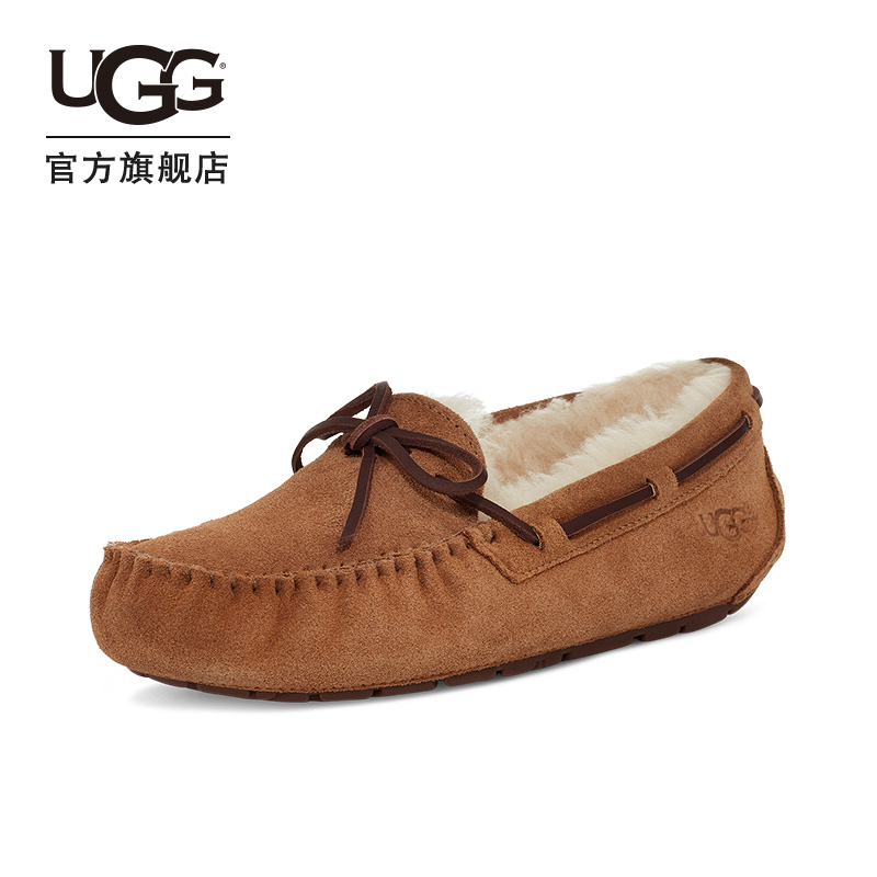 UGG2021秋冬女士乐福鞋平底休闲低帮蝴蝶结一脚蹬豆豆鞋 1107949