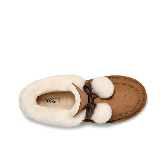 UGG秋季女士时尚舒适平底圆头蝴蝶结翻折鞋口懒人毛毛鞋 1153517