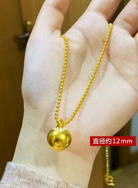 黄金色有求必应项链古法沙金圆珠