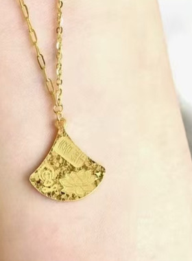 黄金色CNC招财猫项链女款时尚气
