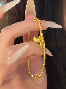 黄金色小锁包生肖马手链轻奢百搭