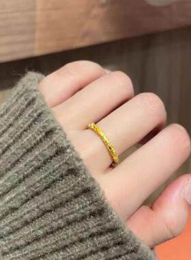 黄金色樱花浮雕戒指女款轻奢小清