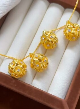 越南沙金新中式复古玲珑绣球花项