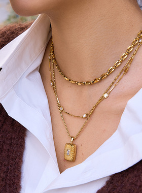 水钻钛钢项链轻奢小众锁骨链不掉色配饰女不锈钢欧美跨境饰品