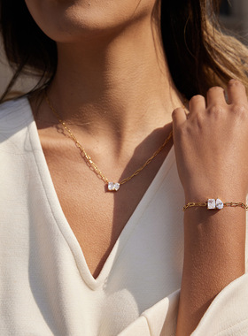 欧美不锈钢锆石网球手链轻奢感不掉色首饰女钛钢跨境饰品