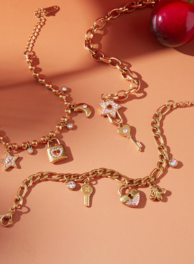 欧美不锈钢白水钻手链女轻奢感手环不掉色仿钛钢跨境饰品