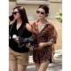 ເສື້ອຢືດ chiffon ປ້ອງກັນແສງແດດສູງ Leopard ບາງໆສໍາລັບແມ່ຍິງ