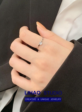 极细小锆石素圈戒指女钛钢不掉色