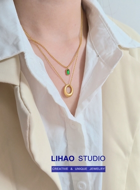 金色圆环项链女小众轻奢