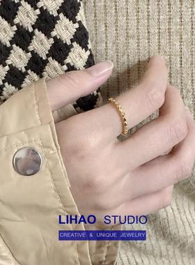 几两轻奢设计感食指18K金色小众