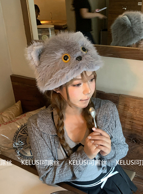 权志龙同款毛绒猫耳帽子冬季2025