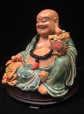 石湾公仔风水笑佛家居客厅工艺品