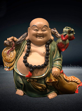 笑佛门厅中式风石湾公仔工艺品