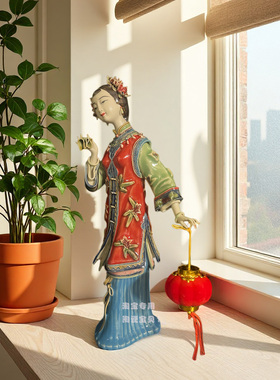 石湾公仔陶瓷古典美女摆件