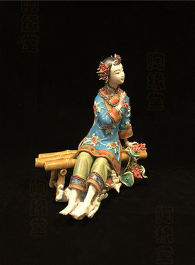 陶瓷石湾公仔人物可爱风创意摆件