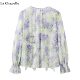ເສື້ອຍືດແຂນຍາວ La Chapelle ແບບຣີສອດ ruffled floral chiffon ສໍາລັບແມ່ຍິງ summer ໃຫມ່ແບບຝຣັ່ງອ່ອນໂຍນ smudged ເສື້ອແຂນຍາວ