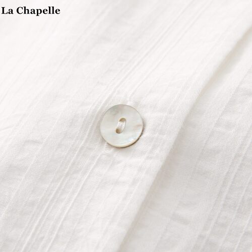 拉夏贝尔/La Chapelle法式绣花长袖衬衫女春季新款木耳边白色衬衣 - 图2