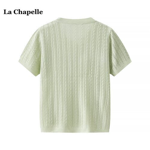 拉夏贝尔/La Chapelle韩系修身显瘦短袖针织衫女夏季洋气圆领上衣 - 图2