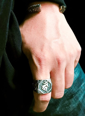 [心志坚定]VANTICHI925银明王指环原创高级感设计男食指戒指复古