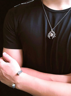 时尚风男士巨蟹座泰银项链吊坠