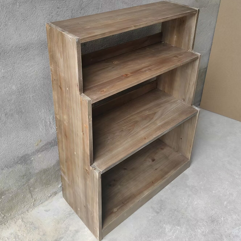 实木书柜原木风简约客厅卧室落地置物架梯形收纳柜展示柜陈列柜 - 图3