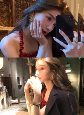 网红花三三同款耳环欧美复古女