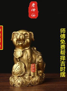 老神仙属狗八字五行补金狗摆件