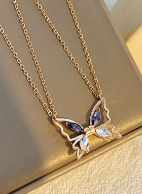 创意磁吸镂空蝴蝶锁骨链项链