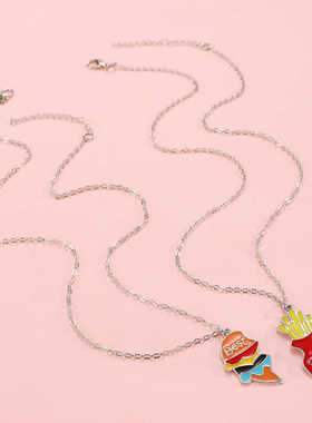 二人款滴油磁吸卡通闺蜜项链合金