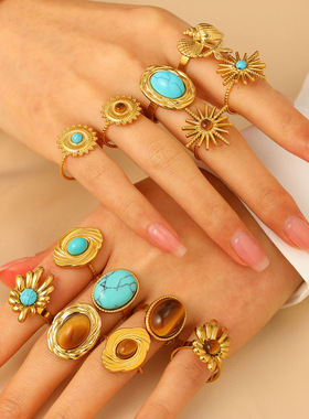 复古时尚松石搭配专属风格戒指