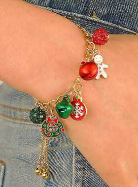 圣诞老人雪花氛围香巴拉球手链