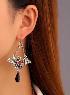 暗黑哥特风ins蝙蝠耳环项链套装