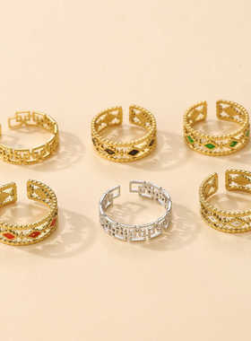 花纹欧美外贸戒指小众设计感