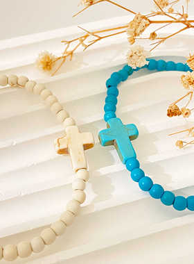 十字架绿松石手工串珠