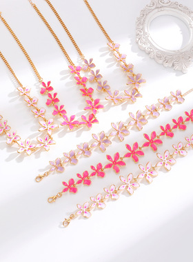 甜美春日浪漫樱花手链项链套装