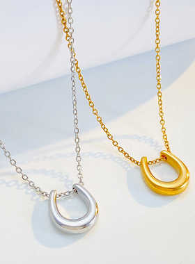 欧美ins极简风马蹄铁锁骨链