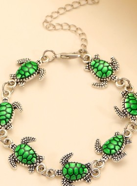 复古魅力绿色海龟手链