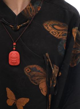 朱砂黄财神五色财神吊坠项链