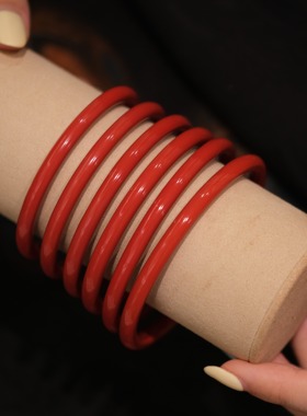 安之朱砂古风手镯圆条女