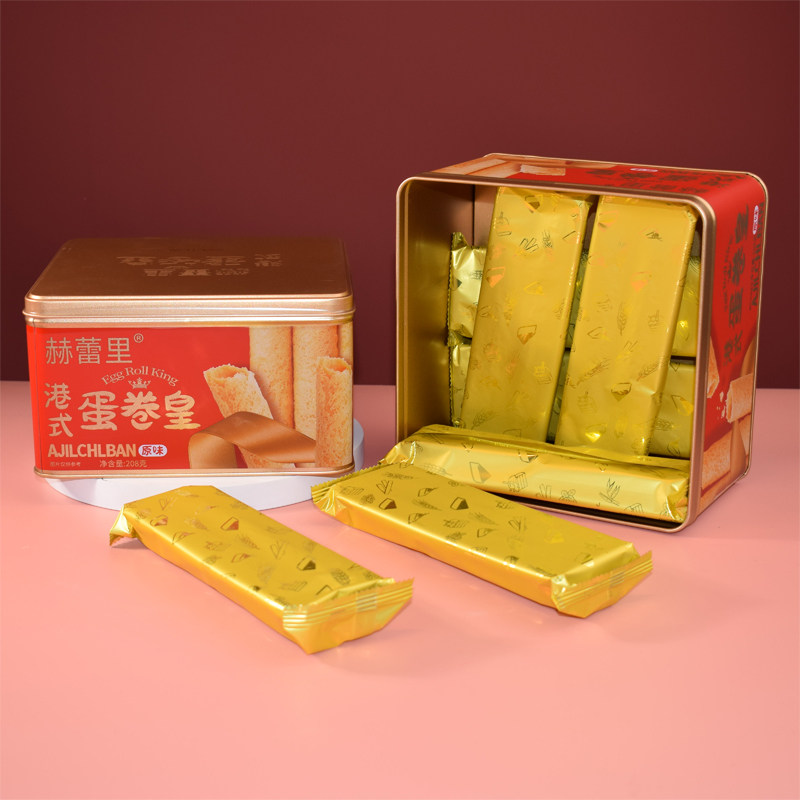 UDK优之良品港式蛋卷原味208g铁盒年货下午茶点心饼干礼盒伴手礼,淘宝优惠券,粉丝福利购,淘宝优惠卷