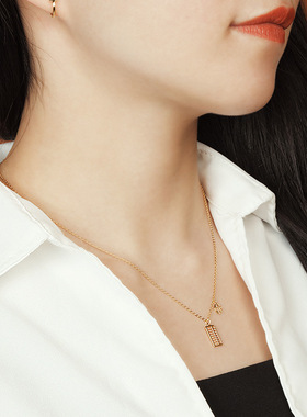 925纯银项链女锁骨链算盘吊坠百搭小众设计高级感国风配饰