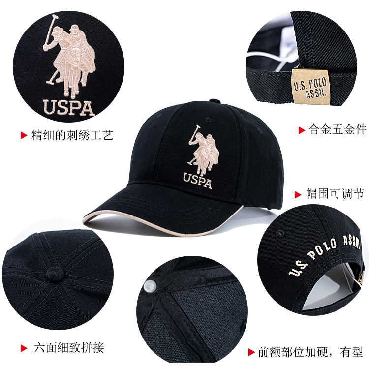 U.S.POLO春秋棒球帽男女户外韩版休闲大号帽子四季硬顶鸭舌帽ins - 图1
