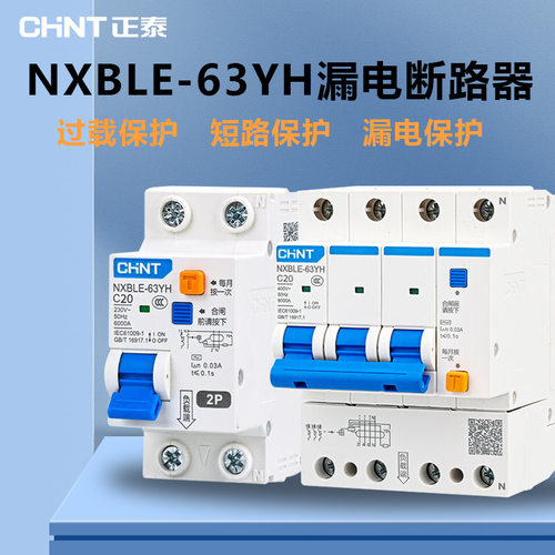 泰小型漏电保护器NXBLE-63YH家用1P+N 32A两位空气开关带漏保2p - 图0