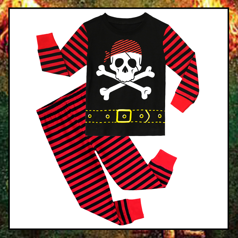 儿童睡衣秋季纯棉男孩薄款家居服套装男童磨绒秋衣5-7周岁cos海盗 - 图0