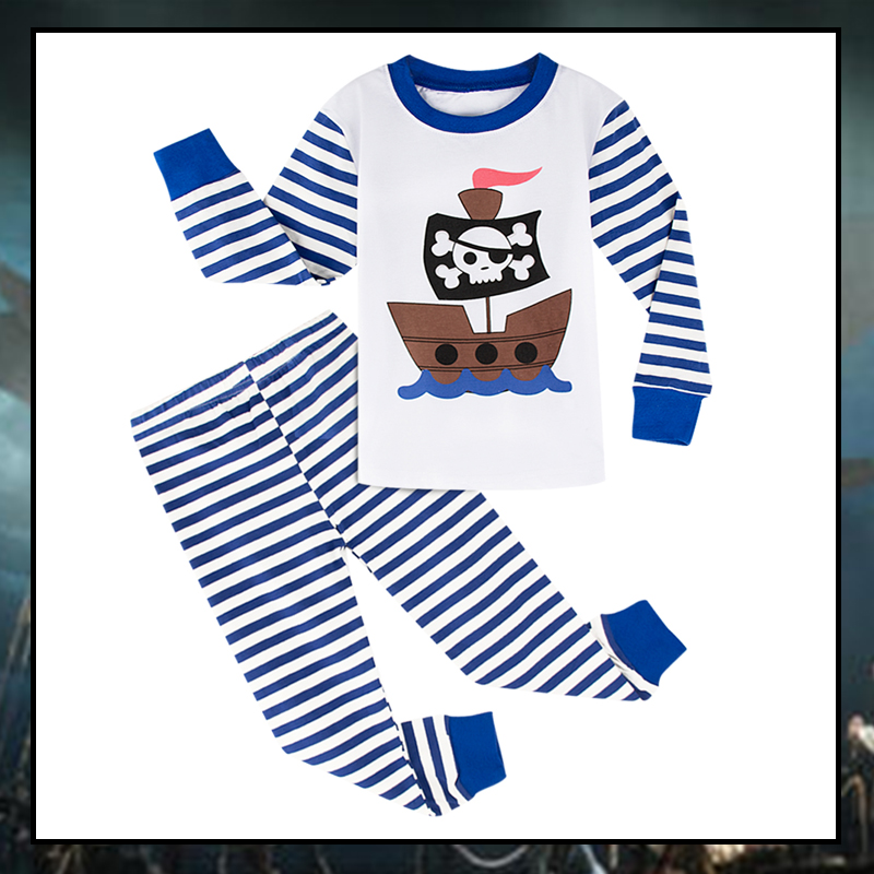 儿童睡衣秋季纯棉男孩薄款家居服套装男童磨绒秋衣5-7周岁cos海盗 - 图1