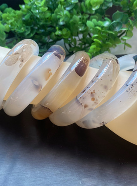 马达加斯加高冰飘花海洋玉髓手镯女款水草花意境玛瑙玉镯送礼佳品
