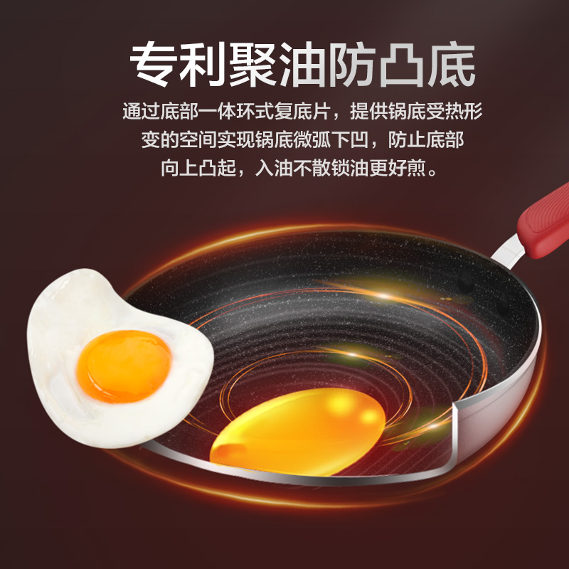 苏泊尔官方旗舰店苏泊尔聚油火红点家用平底锅星星石不粘锅煎蛋锅牛排煎饼锅燃气灶2